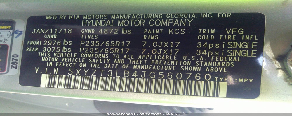 5XYZT3LB4JG560760 2018 HYUNDAI SANTA FE SPORT photo no. 9