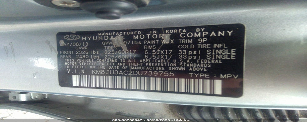 KM8JU3AC2DU739755 2013 HYUNDAI TUCSON photo no. 9