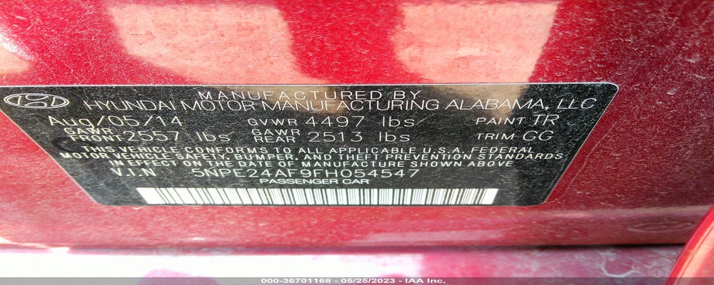 5NPE24AF9FH054547 2015 HYUNDAI SONATA photo no. 9