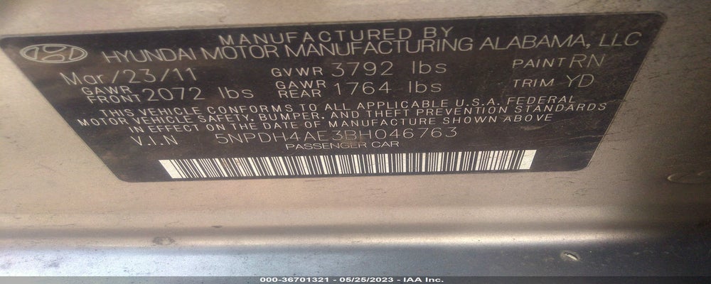 5NPDH4AE3BH046763 2011 HYUNDAI ELANTRA photo no. 9