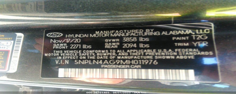 5NPLN4AG9MH011976 2021 HYUNDAI ELANTRA photo no. 9