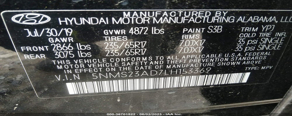 5NMS23AD7LH153369 2020 HYUNDAI SANTA FE photo no. 9