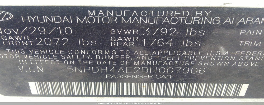 5NPDH4AE2BH007906 2011 HYUNDAI ELANTRA photo no. 9