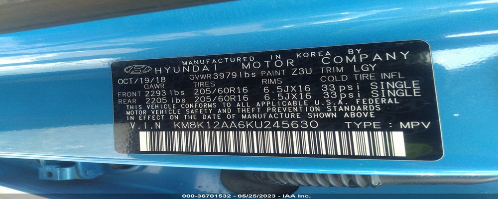 KM8K12AA6KU245630 2019 HYUNDAI KONA photo no. 9