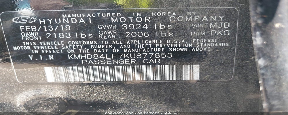 KMHD84LF7KU877853 2019 HYUNDAI ELANTRA photo no. 9