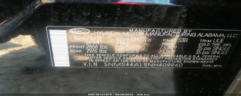 5NMS44AL9NH409960 2022 HYUNDAI SANTA FE photo no. 9