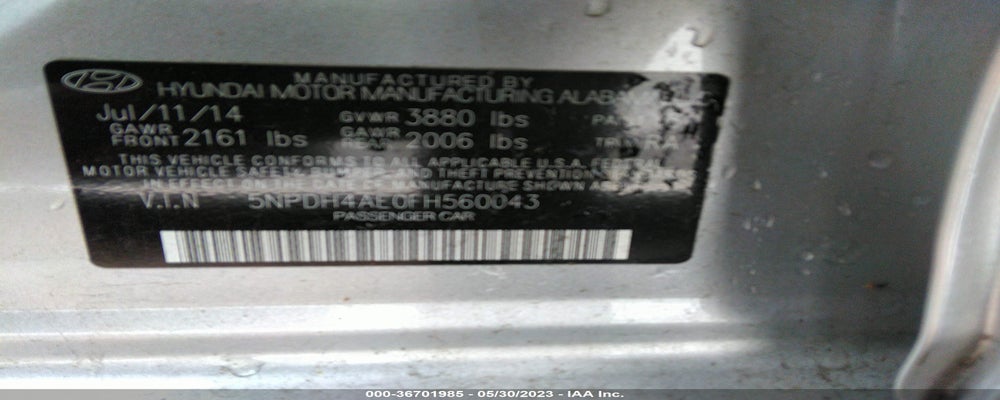 5NPDH4AE0FH560043 2015 HYUNDAI ELANTRA photo no. 9