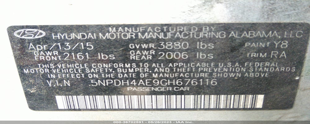 5NPDH4AE9GH676116 2016 HYUNDAI ELANTRA photo no. 9