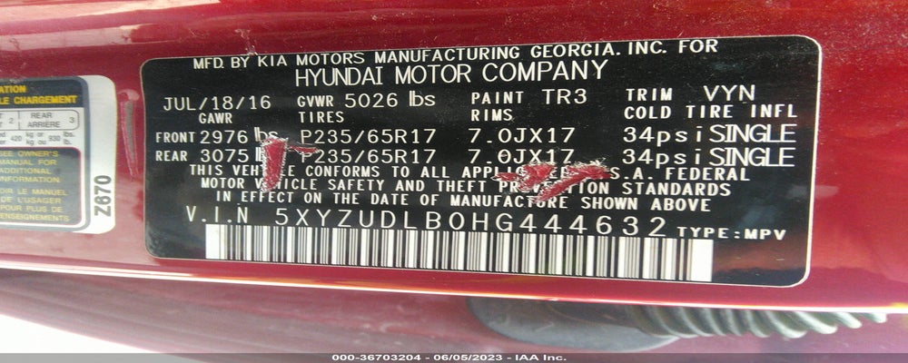 5XYZUDLB0HG444632 2017 HYUNDAI SANTA FE SPORT photo no. 9