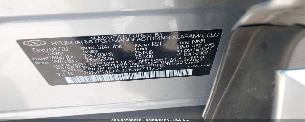 5NMS3DAJ7MH311252 2021 HYUNDAI SANTA FE photo no. 9