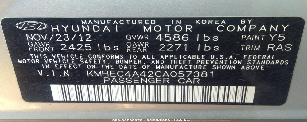 KMHEC4A42CA057381 2012 HYUNDAI SONATA photo no. 9
