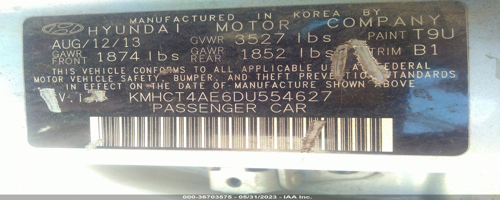 KMHCT4AE6DU554627 2013 HYUNDAI ACCENT photo no. 9