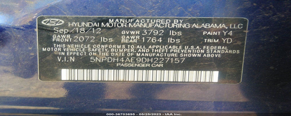 5NPDH4AE9DH227157 2013 HYUNDAI ELANTRA photo no. 9