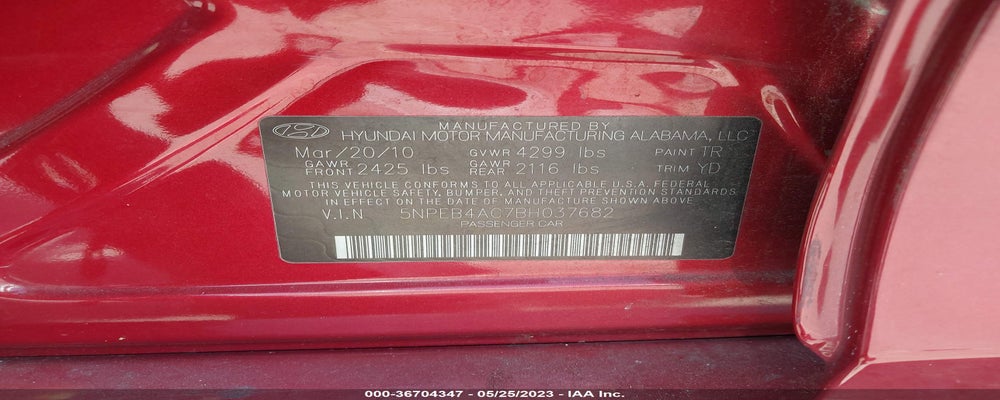 5NPEB4AC7BH037682 2011 HYUNDAI SONATA photo no. 9