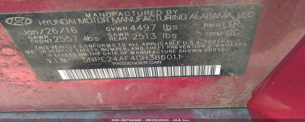 5NPE24AF4GH386011 2016 HYUNDAI SONATA photo no. 9
