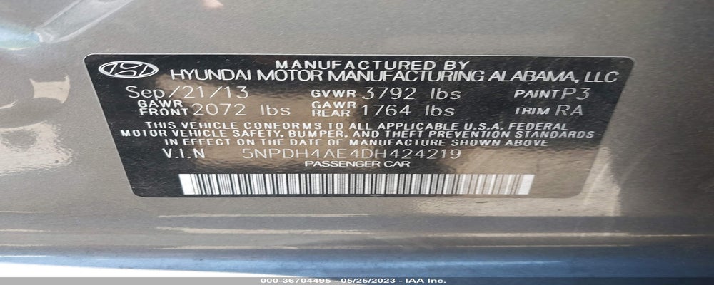 5NPDH4AE4DH424219 2013 HYUNDAI ELANTRA photo no. 9