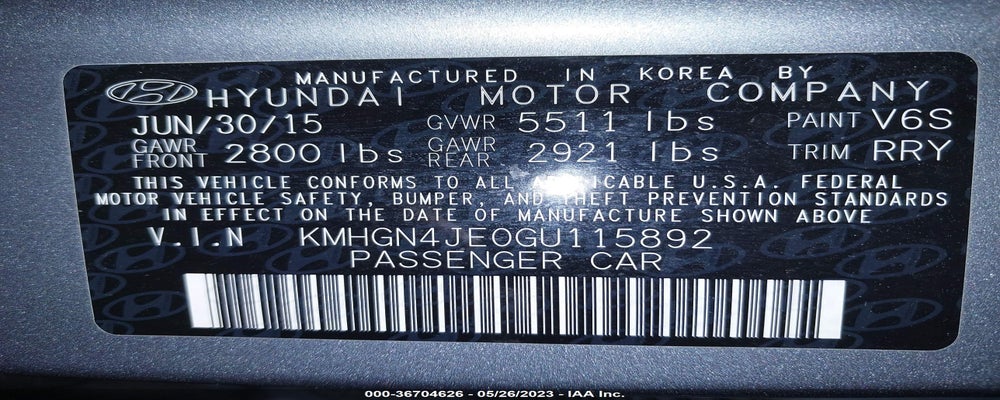 KMHGN4JE0GU115892 2016 HYUNDAI GENESIS photo no. 9