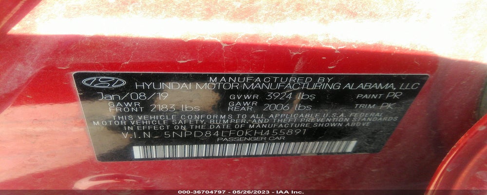 5NPD84LF0KH455891 2019 HYUNDAI ELANTRA photo no. 9
