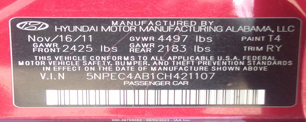 5NPEC4AB1CH421107 2012 HYUNDAI SONATA photo no. 9