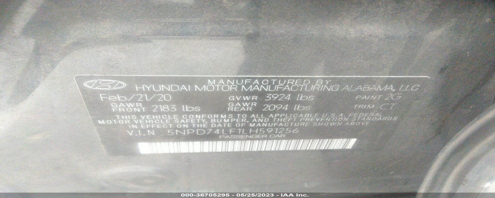 5NPD74LF1LH591256 2020 HYUNDAI ELANTRA photo no. 9
