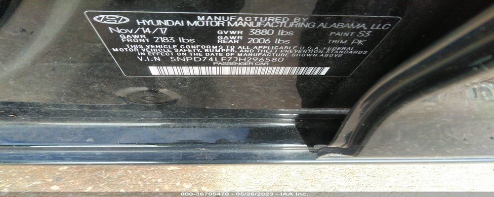 5NPD74LF7JH296580 2018 HYUNDAI ELANTRA photo no. 9