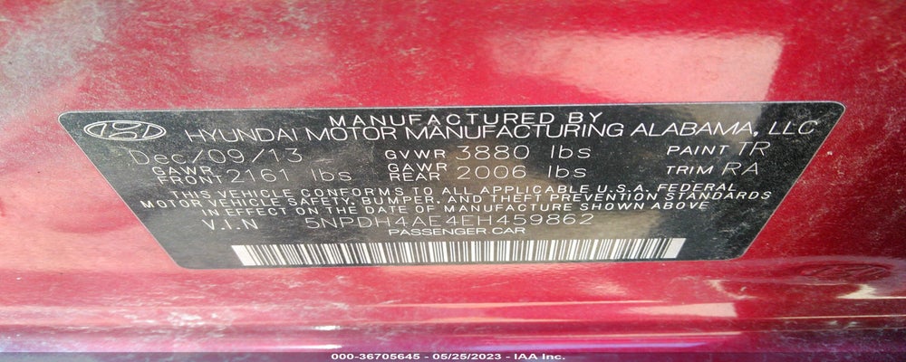 5NPDH4AE4EH459862 2014 HYUNDAI ELANTRA photo no. 9