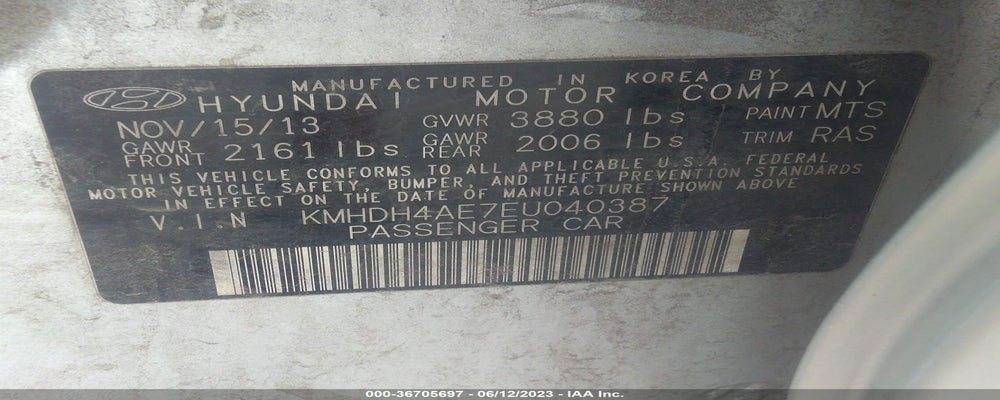 KMHDH4AE7EU040387 2014 HYUNDAI ELANTRA photo no. 9