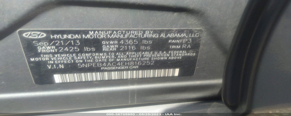 5NPEB4AC4EH816252 2014 HYUNDAI SONATA photo no. 9