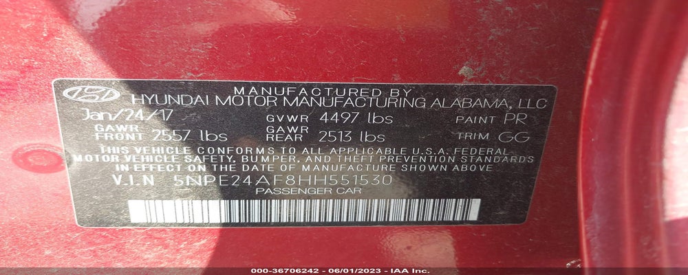 5NPE24AF8HH551530 2017 HYUNDAI SONATA photo no. 9