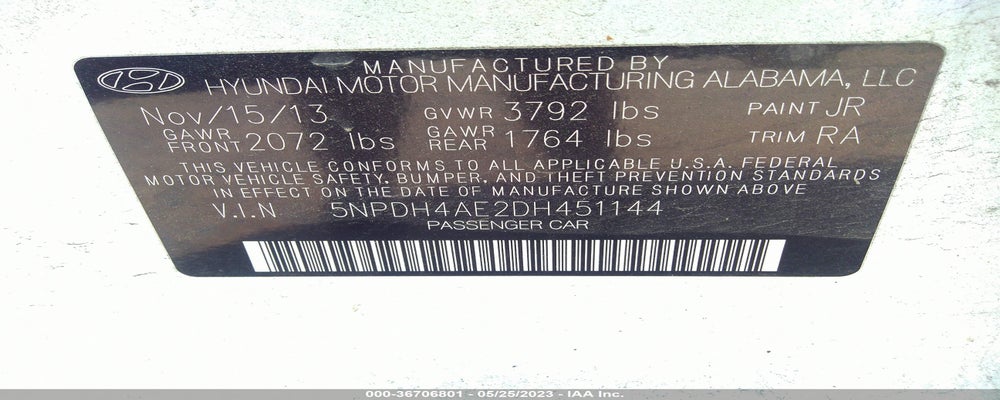 5NPDH4AE2DH451144 2013 HYUNDAI ELANTRA photo no. 9