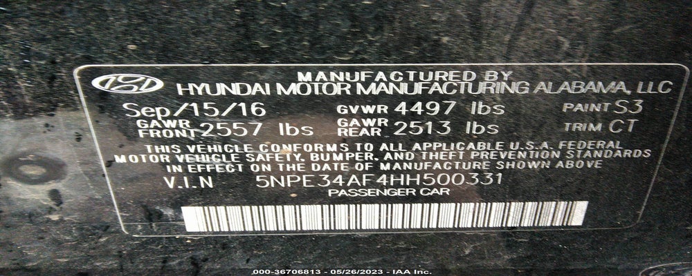 5NPE34AF4HH500331 2017 HYUNDAI SONATA photo no. 9