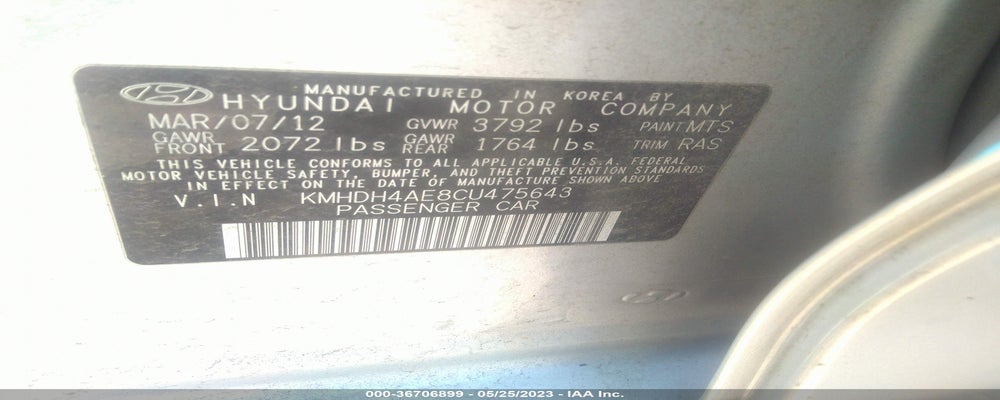 KMHDH4AE8CU475643 2012 HYUNDAI ELANTRA photo no. 9