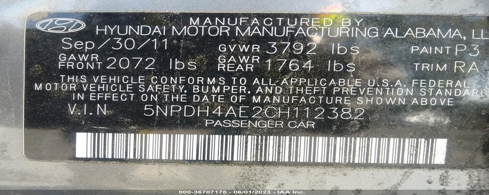 5NPDH4AE2CH112382 2012 HYUNDAI ELANTRA photo no. 9