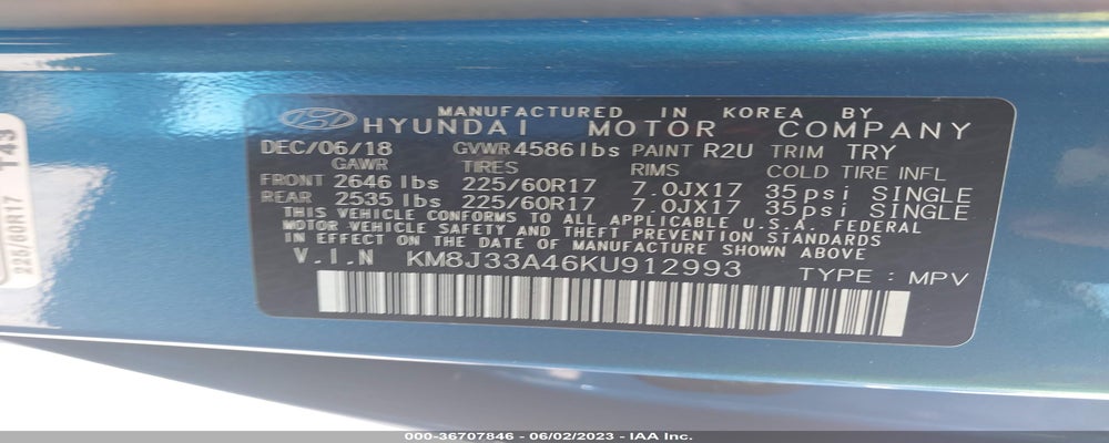 KM8J33A46KU912993 2019 HYUNDAI TUCSON photo no. 9