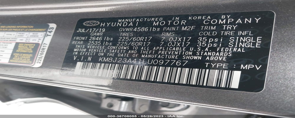 KM8J23A41LU097767 2020 HYUNDAI TUCSON photo no. 9