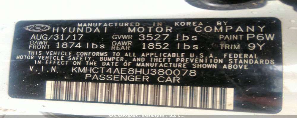 KMHCT4AE8HU380078 2017 HYUNDAI ACCENT photo no. 9
