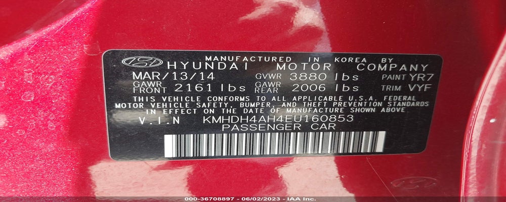 KMHDH4AH4EU160853 2014 HYUNDAI ELANTRA photo no. 9
