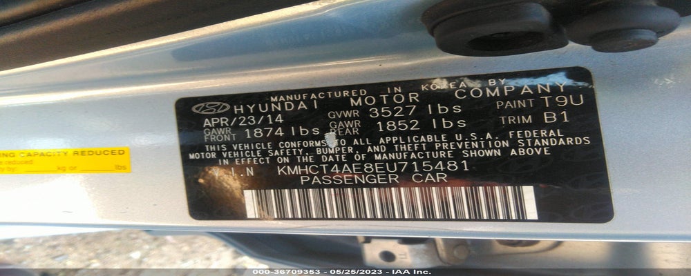 KMHCT4AE8EU715481 2014 HYUNDAI ACCENT photo no. 9