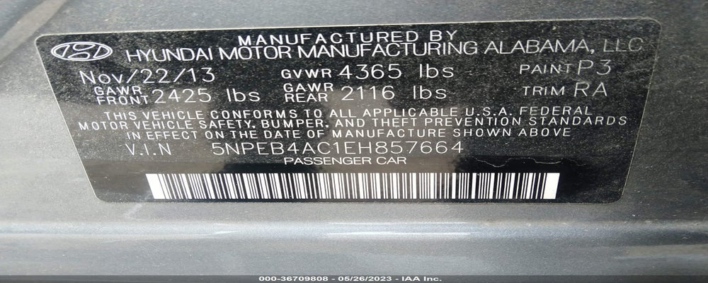 5NPEB4AC1EH857664 2014 HYUNDAI SONATA photo no. 9
