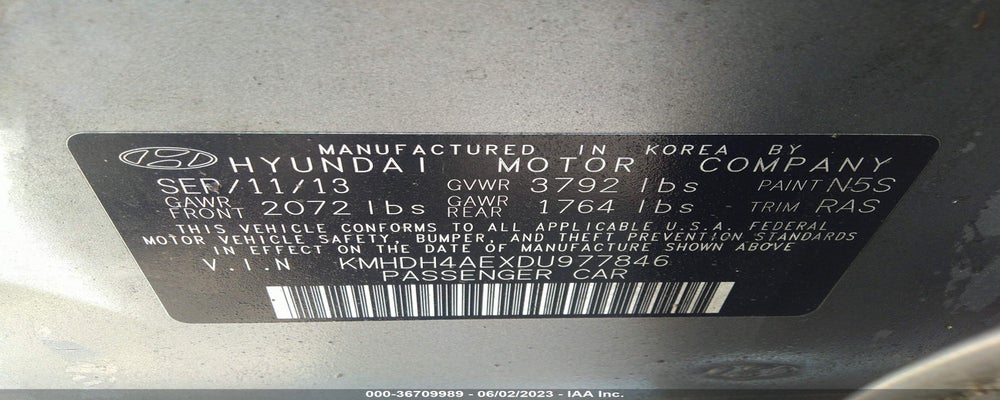 KMHDH4AEXDU977846 2013 HYUNDAI ELANTRA photo no. 9