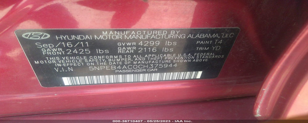 5NPEB4AC0CH375944 2012 HYUNDAI SONATA photo no. 9