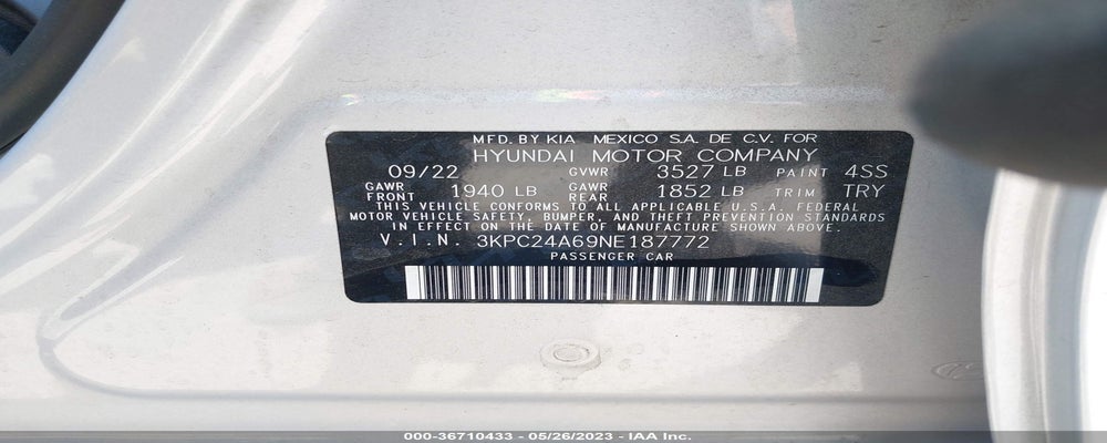 3KPC24A69NE187772 2022 HYUNDAI ACCENT photo no. 9