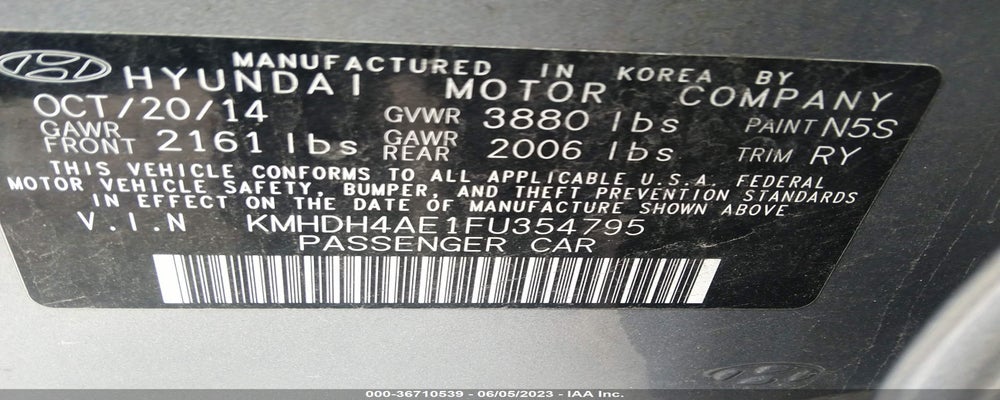 KMHDH4AE1FU354795 2015 HYUNDAI ELANTRA photo no. 9