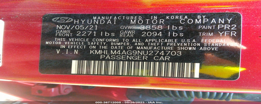 KMHLM4AG9NU274703 2022 HYUNDAI ELANTRA photo no. 9
