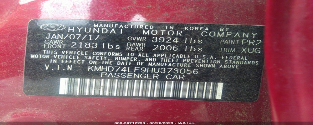 KMHD74LF9HU373056 2017 HYUNDAI ELANTRA photo no. 9