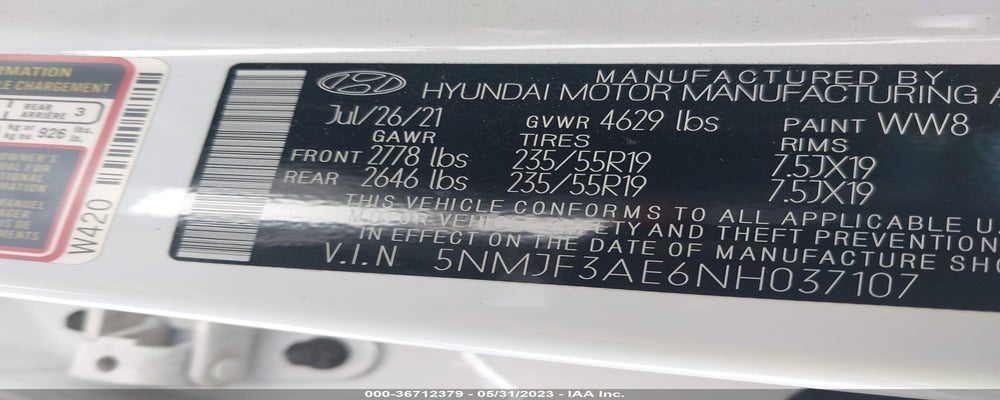 5NMJF3AE6NH037107 2022 HYUNDAI TUCSON photo no. 9