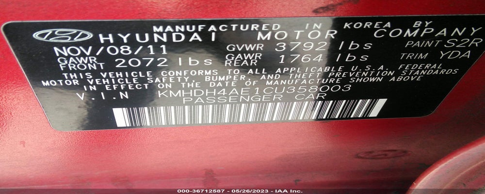 KMHDH4AE1CU358003 2012 HYUNDAI ELANTRA photo no. 9