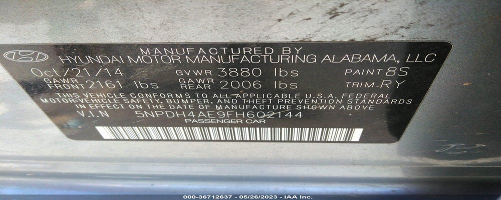 5NPDH4AE9FH602144 2015 HYUNDAI ELANTRA photo no. 9