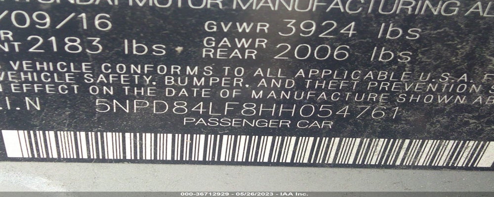 5NPD84LF8HH054761 2017 HYUNDAI ELANTRA photo no. 9