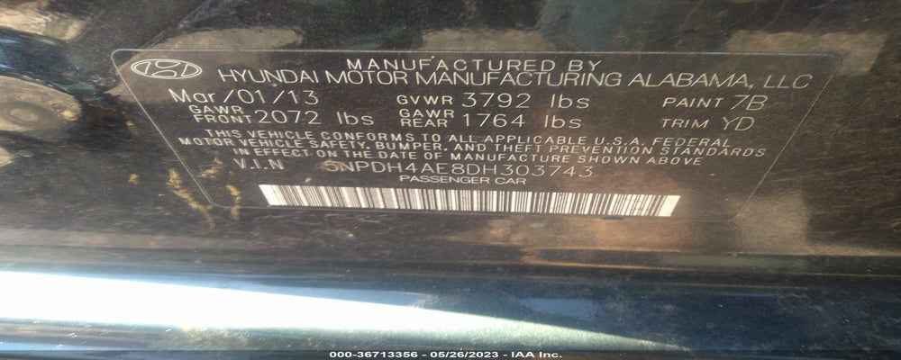 5NPDH4AE8DH303743 2013 HYUNDAI ELANTRA photo no. 9
